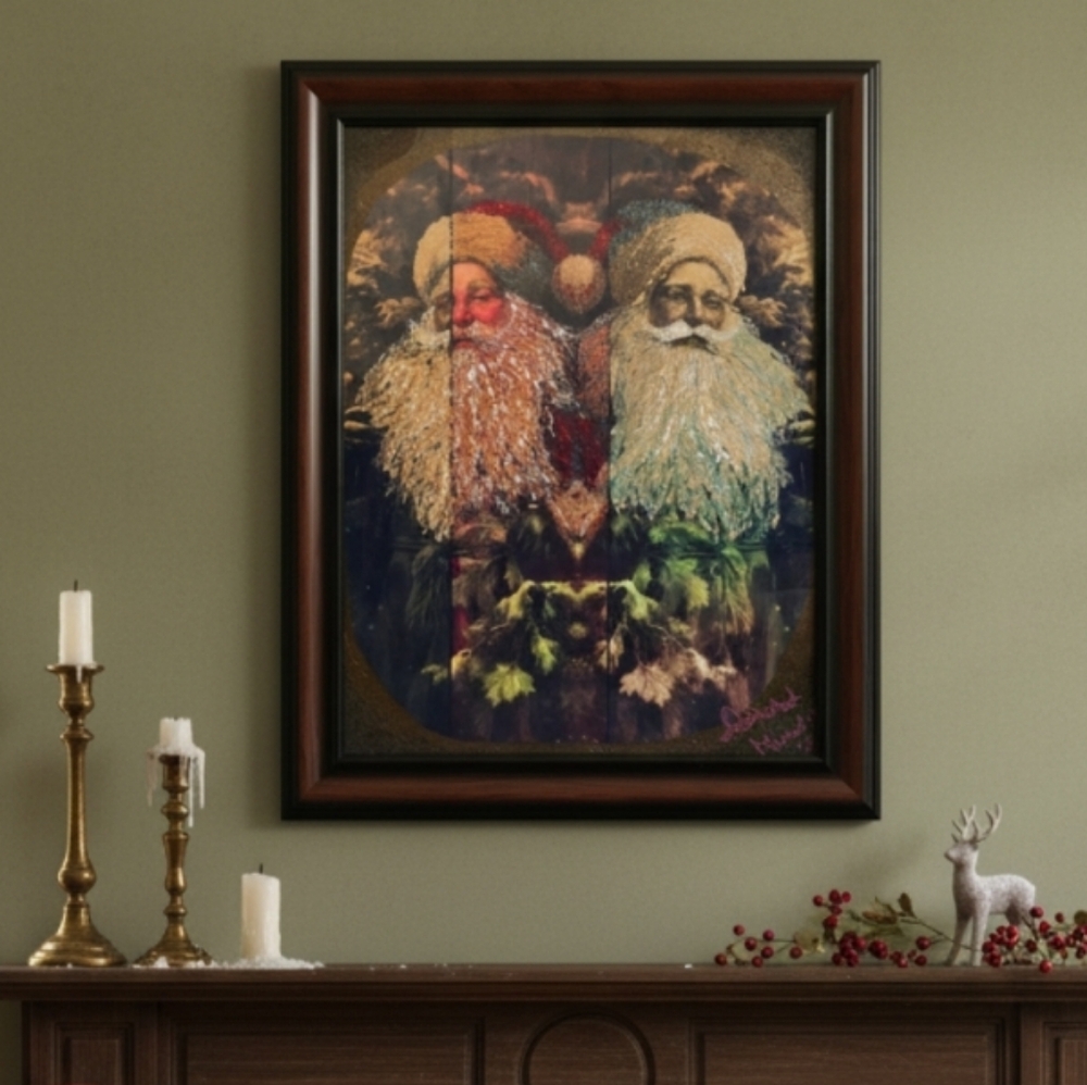 HANDCRAFTED Santa Clause Painting HANDMADE Holiday Art HANDPAINTED Wall Decor